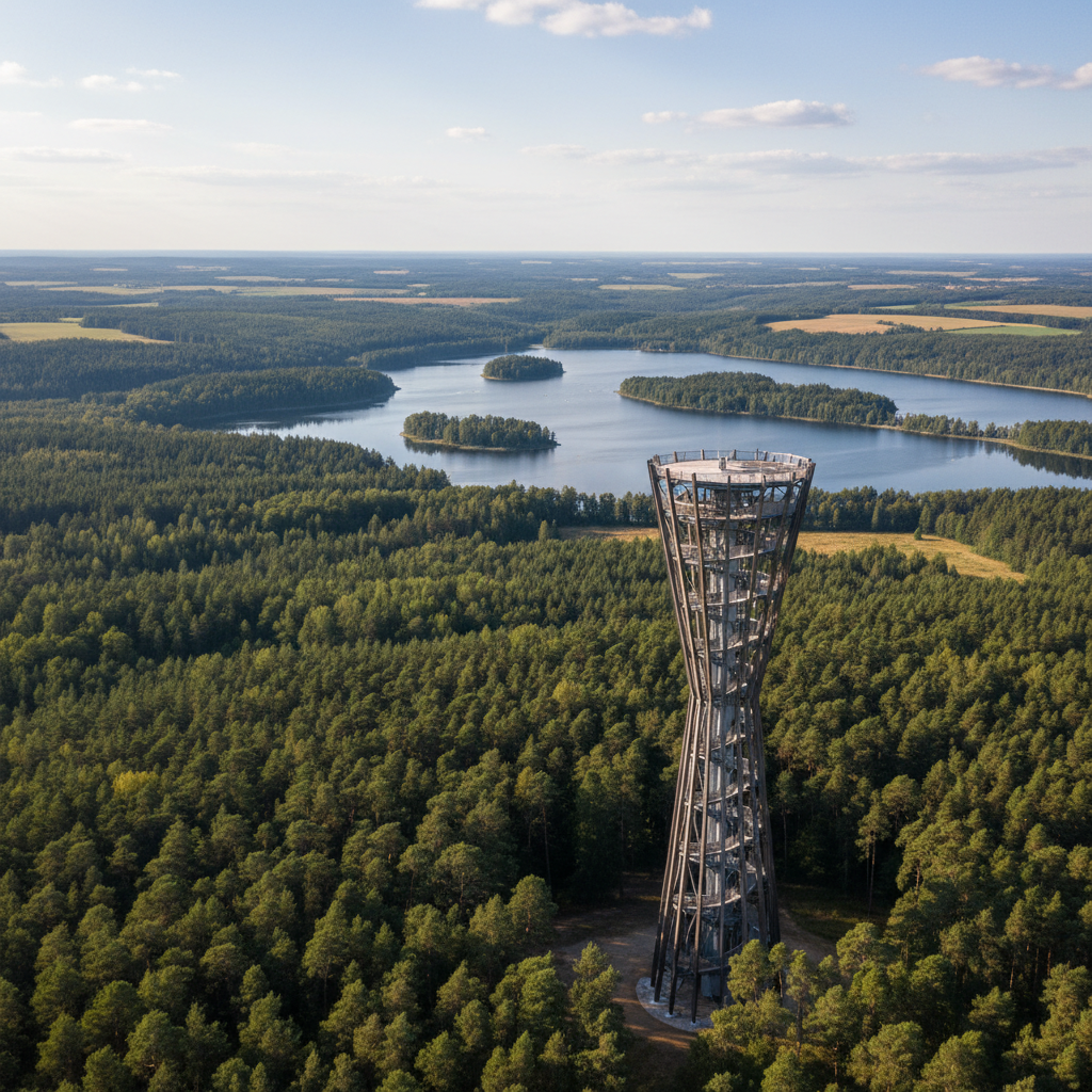 Mindūnų apžvalgos bokštas: įspūdinga ežerų panorama